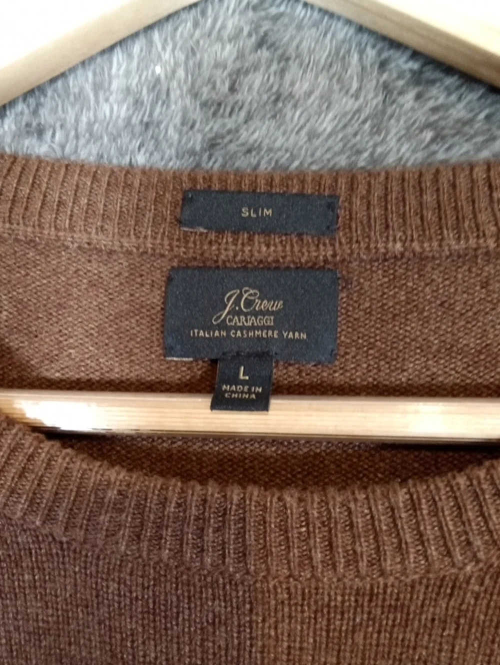 J. Crew Men's Rust Brown Crewneck Sweater Cashmere Italian Yarn Preppy Mens L